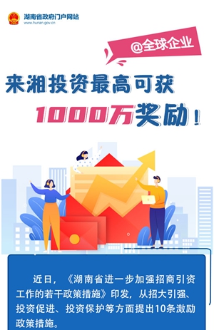 圖解丨@全球企業(yè)：來湘投資最高可獲1000萬獎勵！